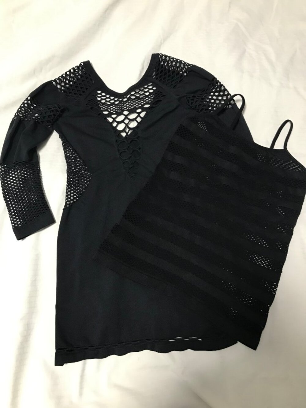Y2K Clubwear Goth Punk Emo Black Fishnet Dress & Tank Top XS SMALL La Senza